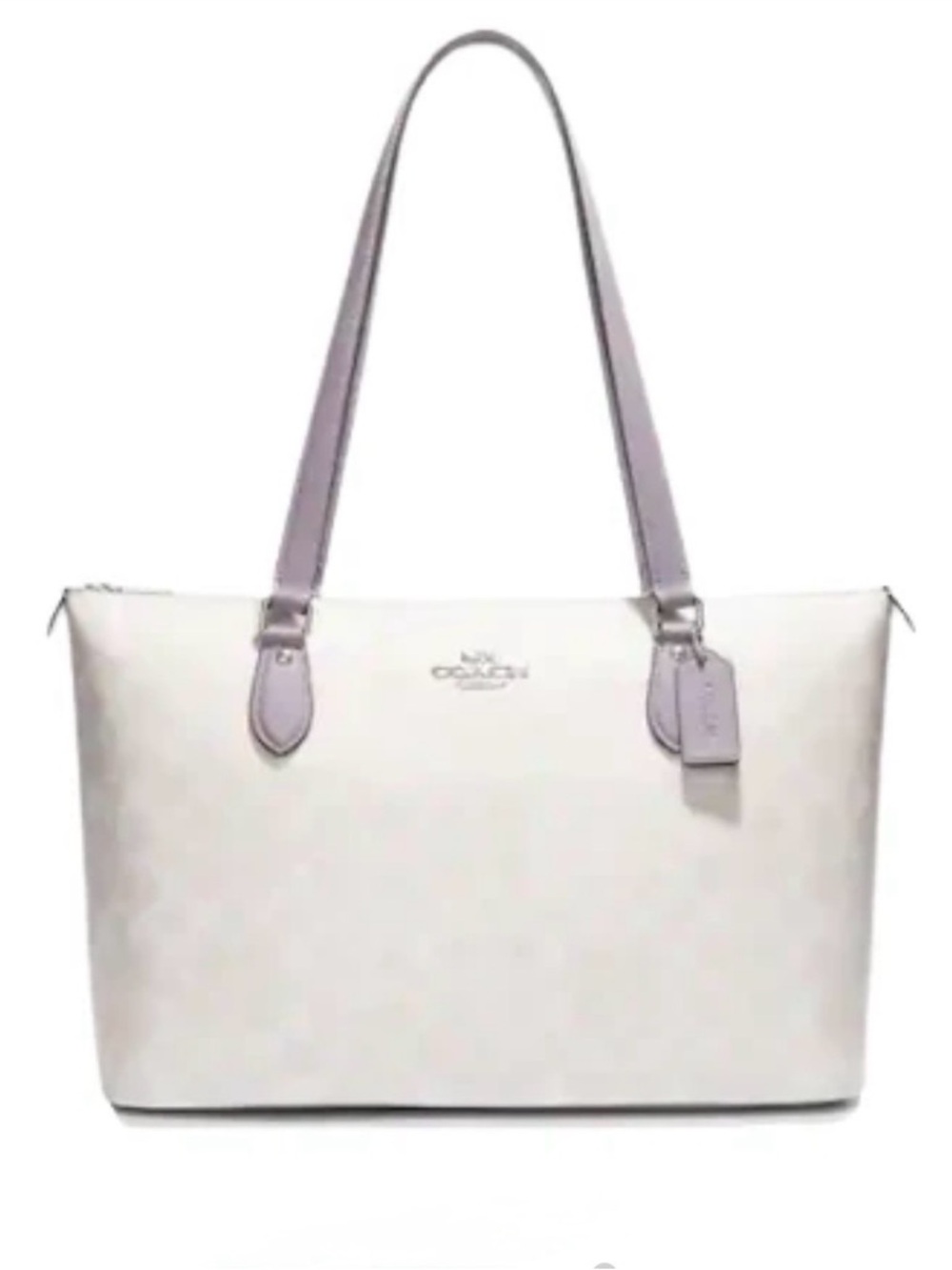 Coach Gallery Tote in leather / signature canvas with chain charm - Picture 6 of 12